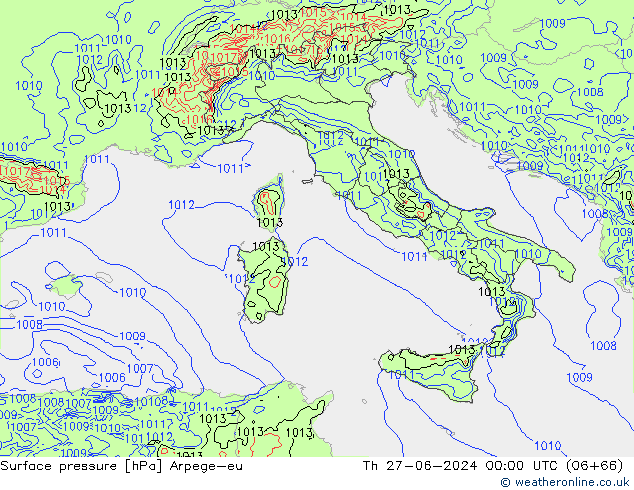 Yer basıncı Arpege-eu Per 27.06.2024 00 UTC