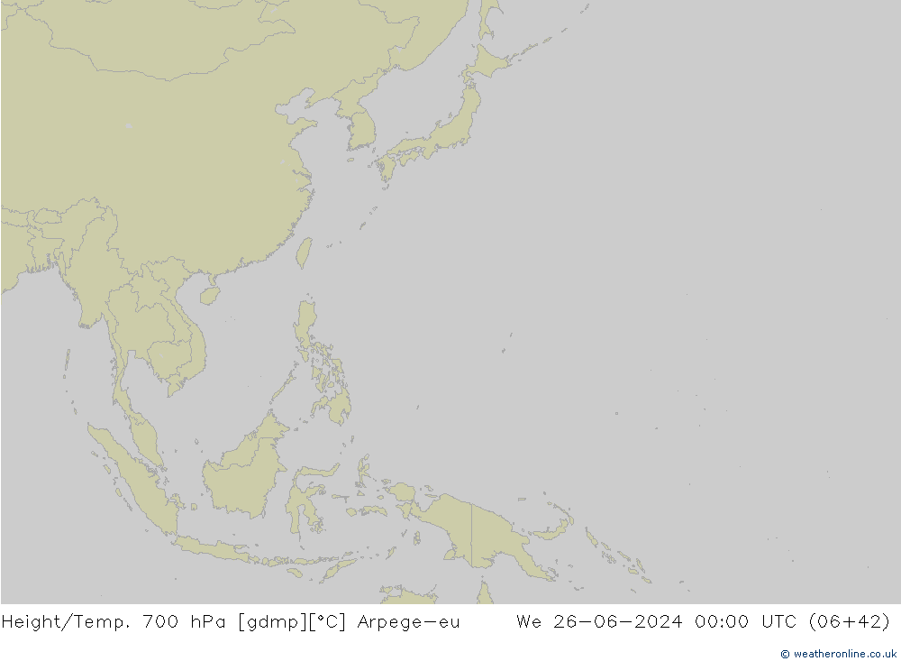 Height/Temp. 700 hPa Arpege-eu We 26.06.2024 00 UTC