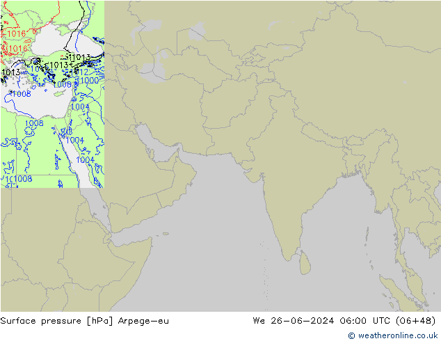 Pressione al suolo Arpege-eu mer 26.06.2024 06 UTC