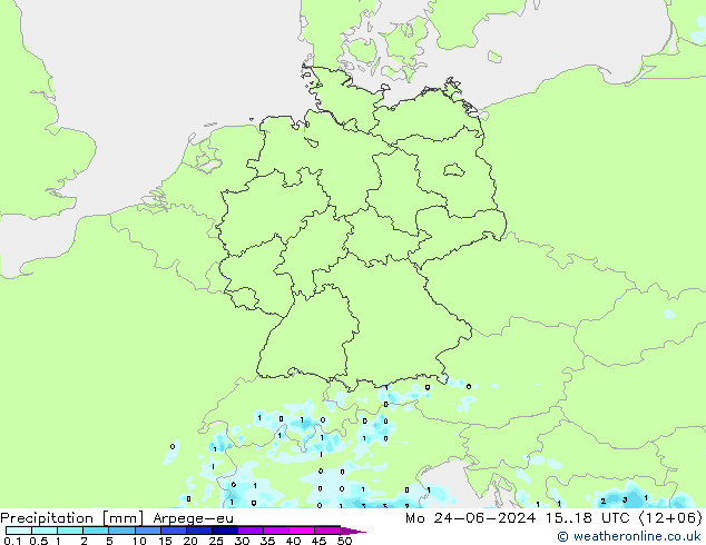 Srážky Arpege-eu Po 24.06.2024 18 UTC