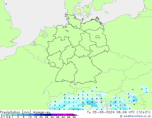 Neerslag Arpege-eu di 25.06.2024 09 UTC