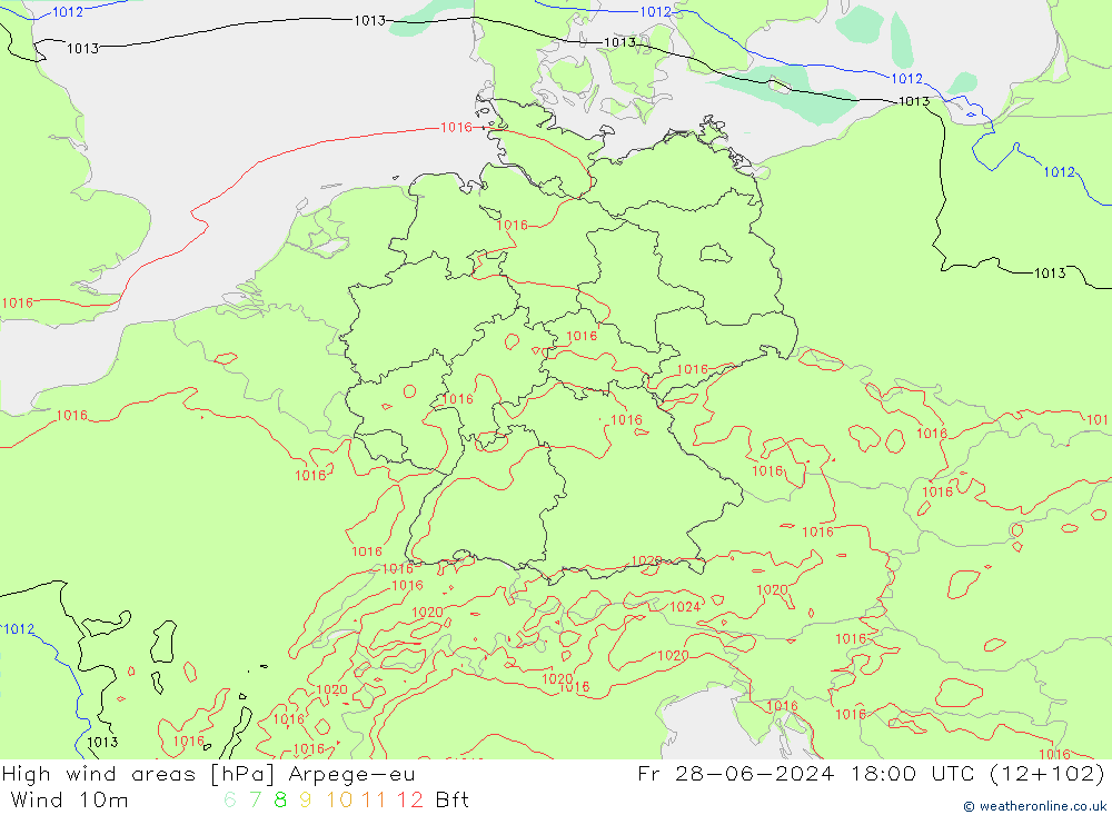 High wind areas Arpege-eu Fr 28.06.2024 18 UTC