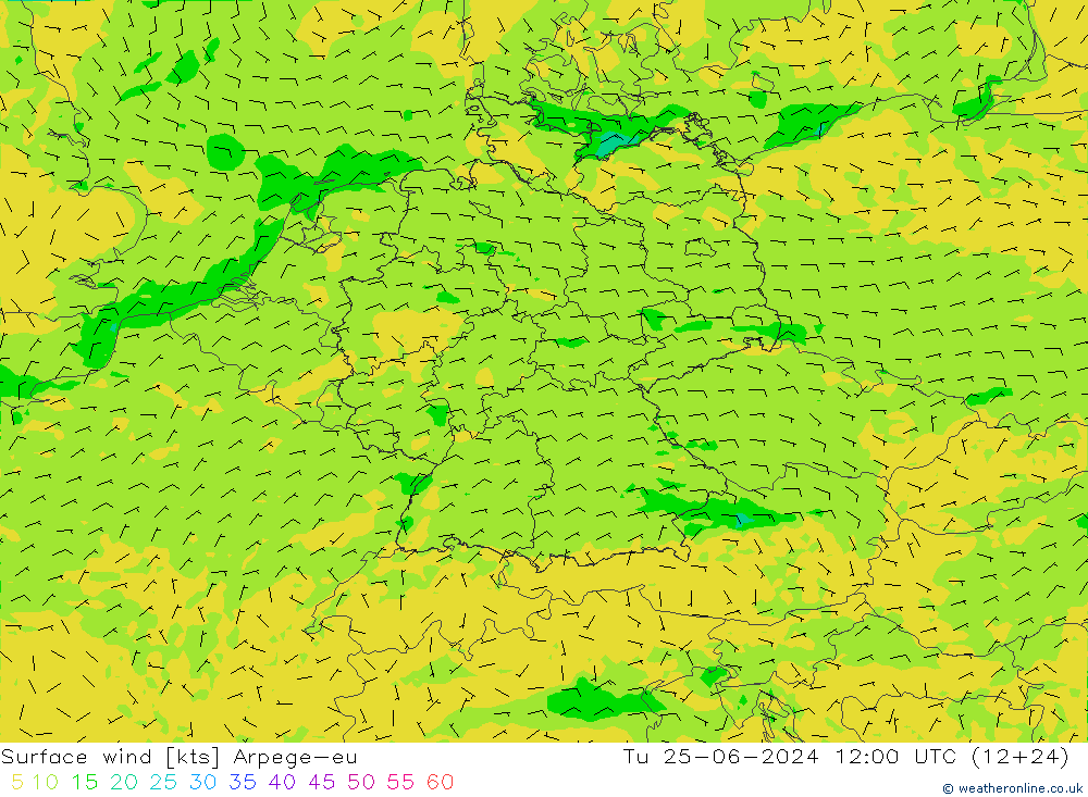 ветер 10 m Arpege-eu вт 25.06.2024 12 UTC