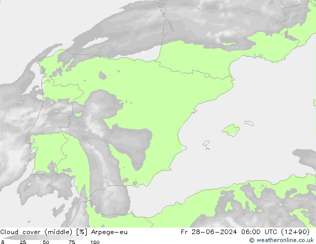 Nuages (moyen) Arpege-eu ven 28.06.2024 06 UTC