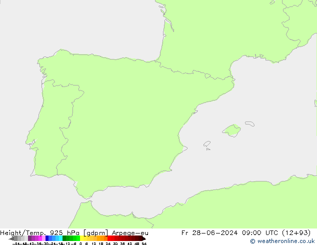 Height/Temp. 925 hPa Arpege-eu ven 28.06.2024 09 UTC