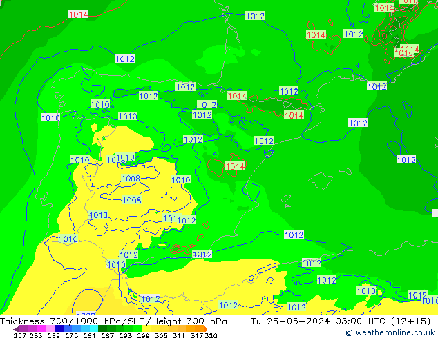 Dikte700-1000 hPa Arpege-eu di 25.06.2024 03 UTC