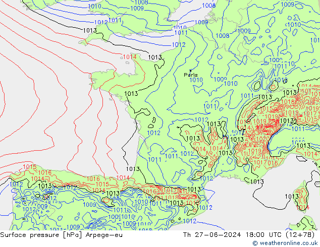 Luchtdruk (Grond) Arpege-eu do 27.06.2024 18 UTC