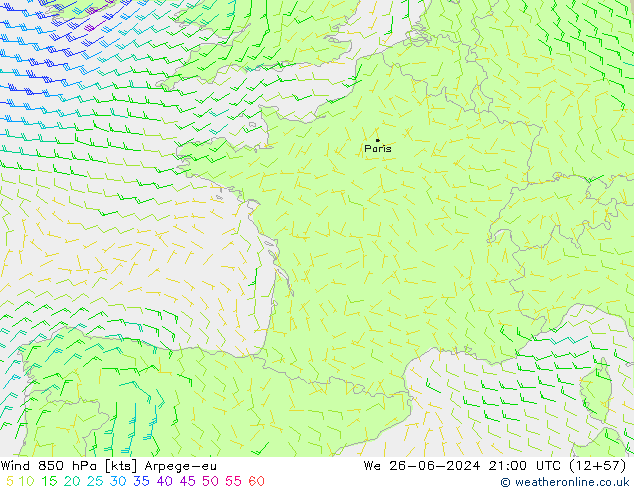 Wind 850 hPa Arpege-eu We 26.06.2024 21 UTC