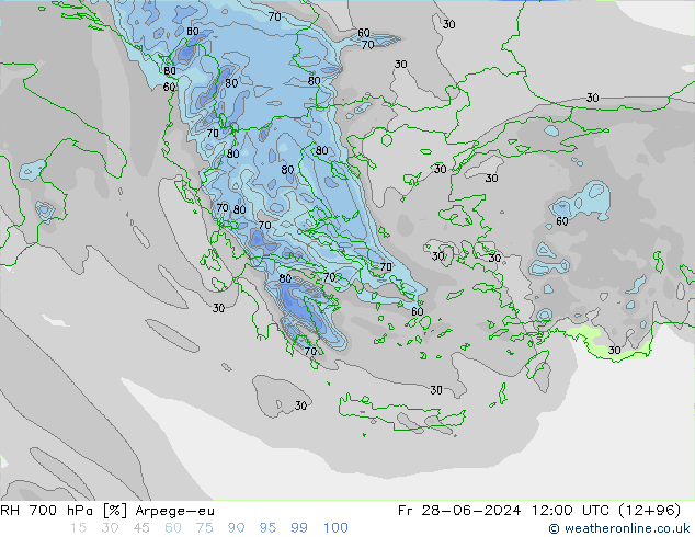 RH 700 hPa Arpege-eu pt. 28.06.2024 12 UTC