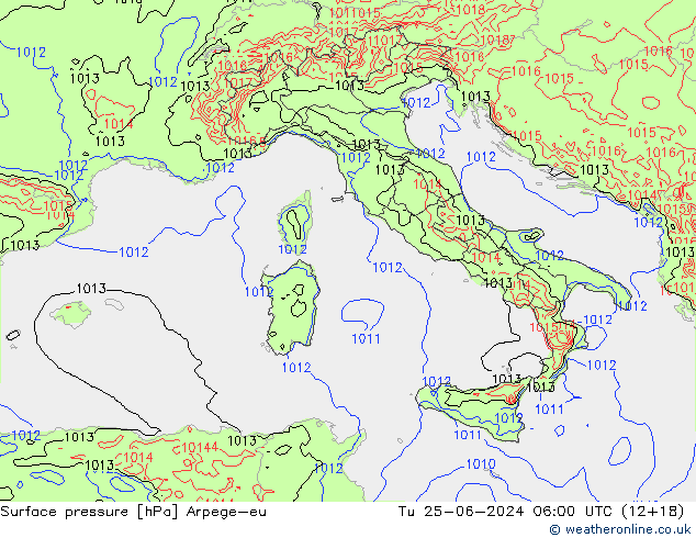 Bodendruck Arpege-eu Di 25.06.2024 06 UTC
