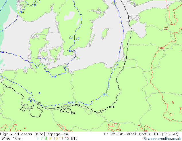 High wind areas Arpege-eu Fr 28.06.2024 06 UTC