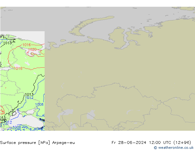 Pressione al suolo Arpege-eu ven 28.06.2024 12 UTC