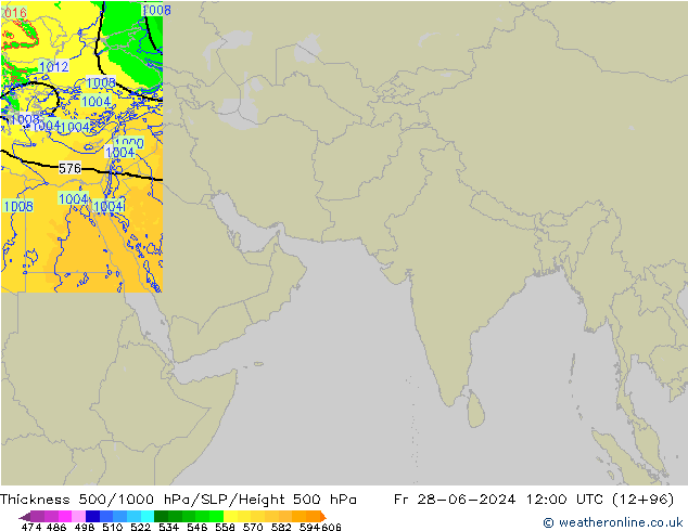 Thck 500-1000hPa Arpege-eu Fr 28.06.2024 12 UTC