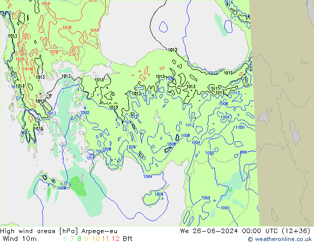 Windvelden Arpege-eu wo 26.06.2024 00 UTC