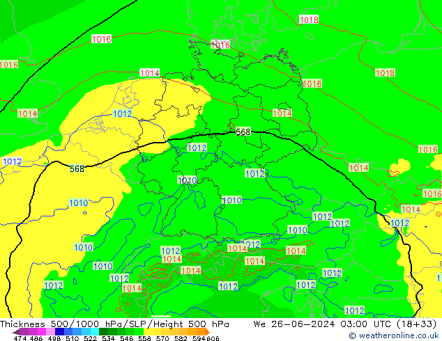 Thck 500-1000гПа Arpege-eu ср 26.06.2024 03 UTC