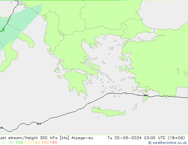 Jet stream/Height 300 hPa Arpege-eu Tu 25.06.2024 03 UTC