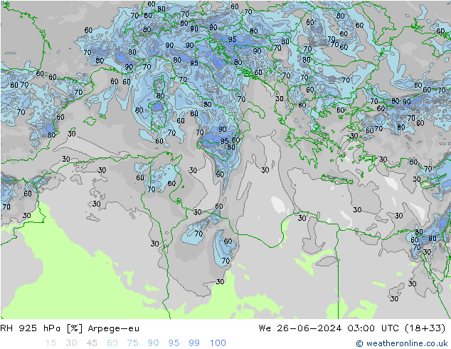 RH 925 hPa Arpege-eu We 26.06.2024 03 UTC