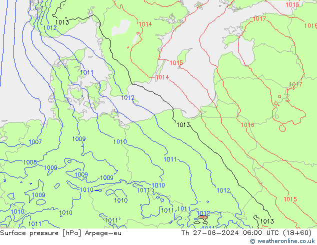 Surface pressure Arpege-eu Th 27.06.2024 06 UTC