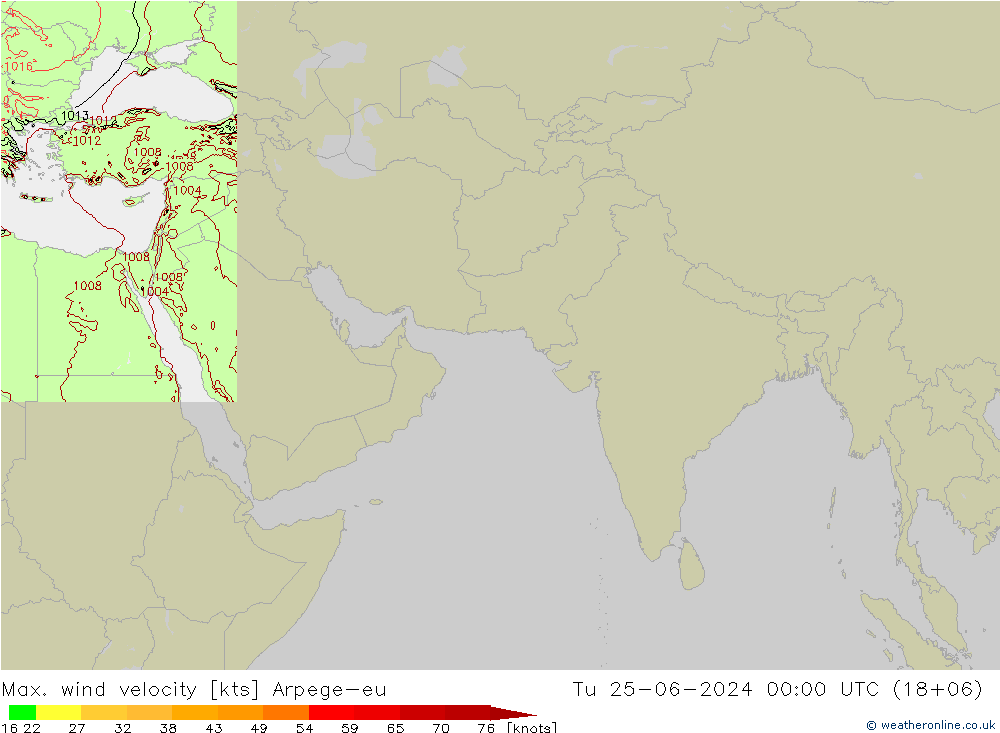 Maks. Rüzgar Hızı Arpege-eu Sa 25.06.2024 00 UTC