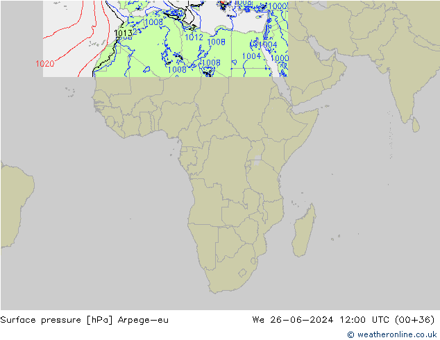 Luchtdruk (Grond) Arpege-eu wo 26.06.2024 12 UTC