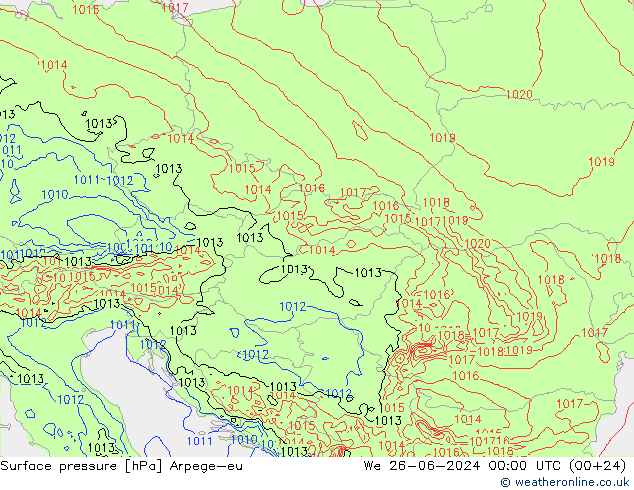 Luchtdruk (Grond) Arpege-eu wo 26.06.2024 00 UTC