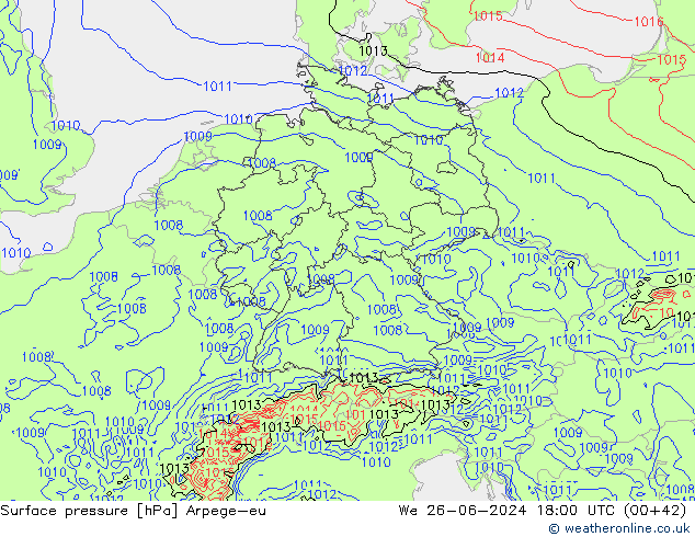 Surface pressure Arpege-eu We 26.06.2024 18 UTC