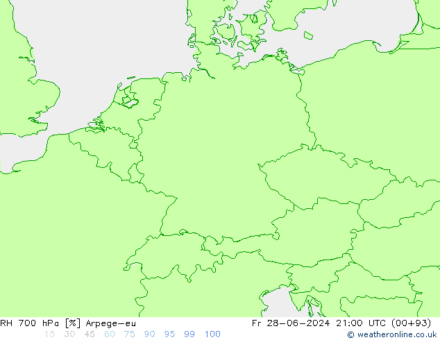 RH 700 hPa Arpege-eu Fr 28.06.2024 21 UTC