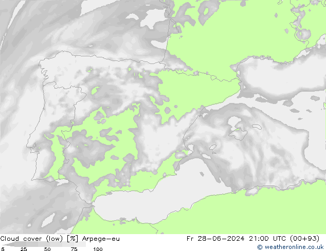 Nubi basse Arpege-eu ven 28.06.2024 21 UTC