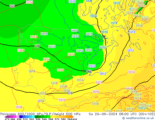 Thck 500-1000гПа Arpege-eu сб 29.06.2024 06 UTC