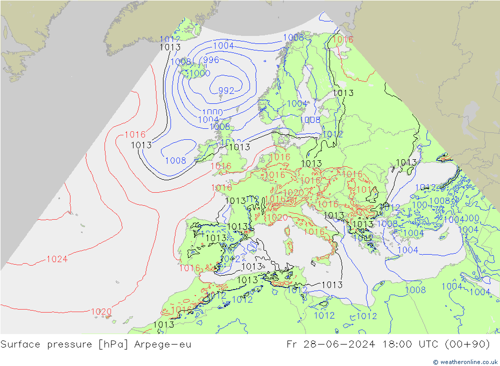 Yer basıncı Arpege-eu Cu 28.06.2024 18 UTC