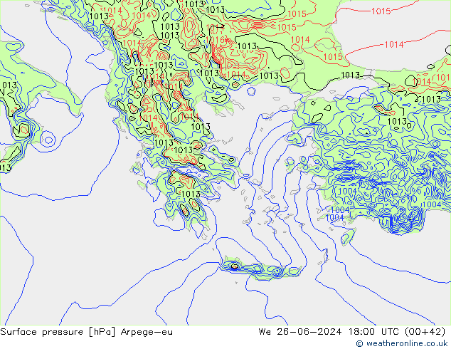 pressão do solo Arpege-eu Qua 26.06.2024 18 UTC