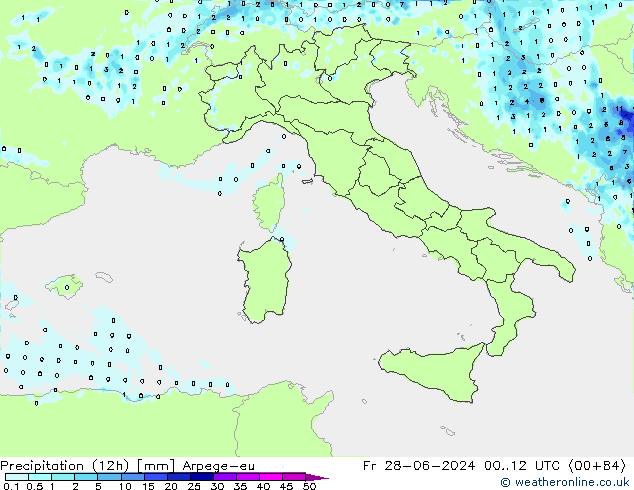Precipitation (12h) Arpege-eu Fr 28.06.2024 12 UTC