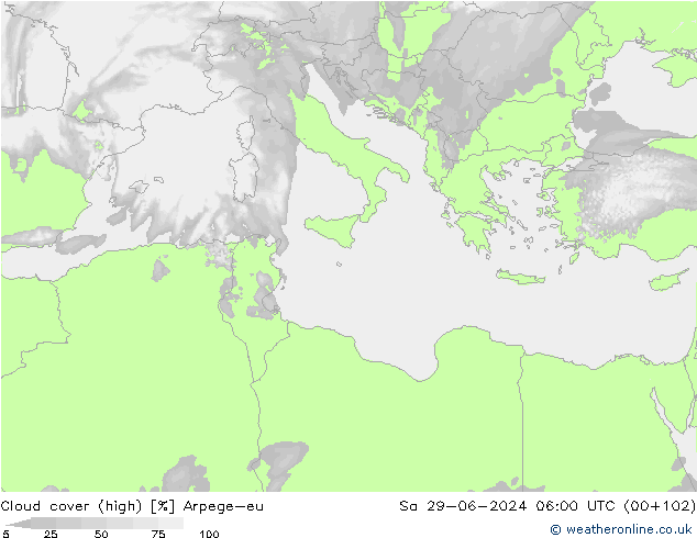 zachmurzenie (wysokie) Arpege-eu so. 29.06.2024 06 UTC