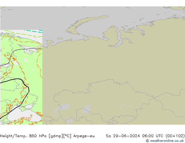 Height/Temp. 850 hPa Arpege-eu Sa 29.06.2024 06 UTC