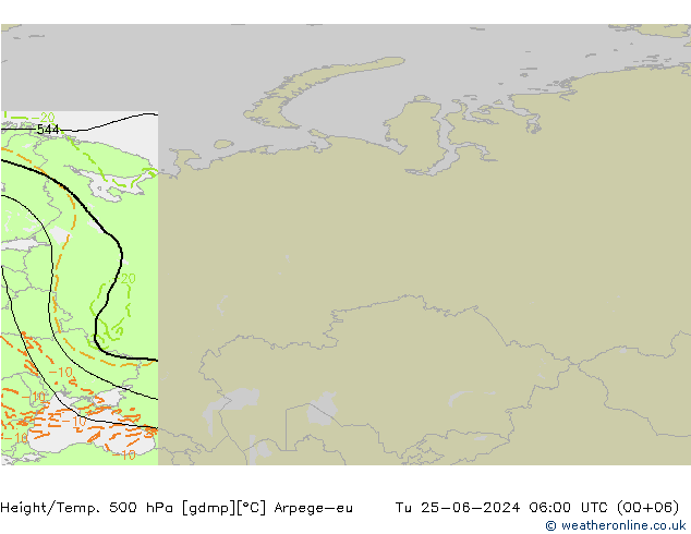 Geop./Temp. 500 hPa Arpege-eu mar 25.06.2024 06 UTC