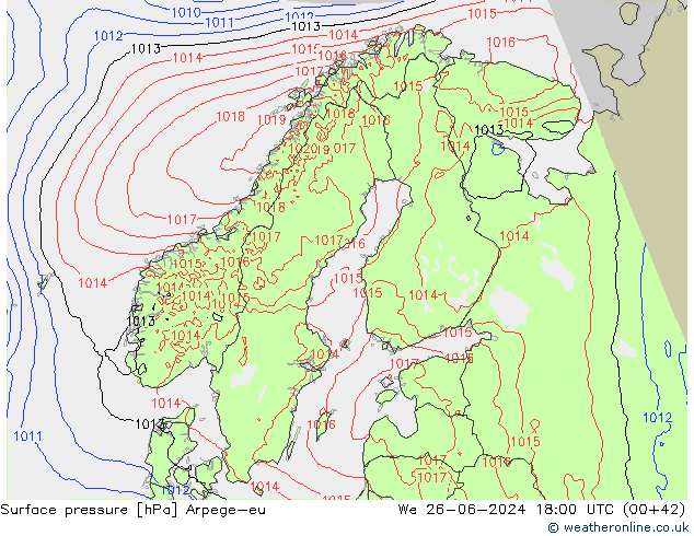 Surface pressure Arpege-eu We 26.06.2024 18 UTC