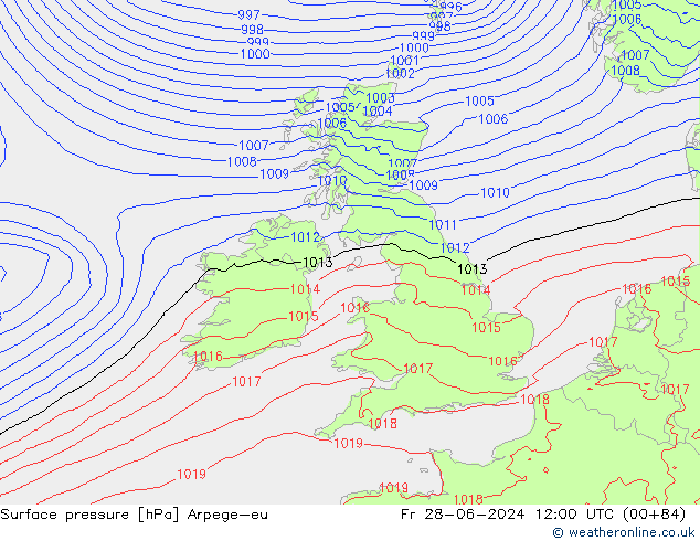 Surface pressure Arpege-eu Fr 28.06.2024 12 UTC