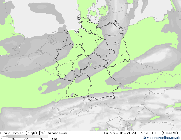 Bulutlar (yüksek) Arpege-eu Sa 25.06.2024 12 UTC