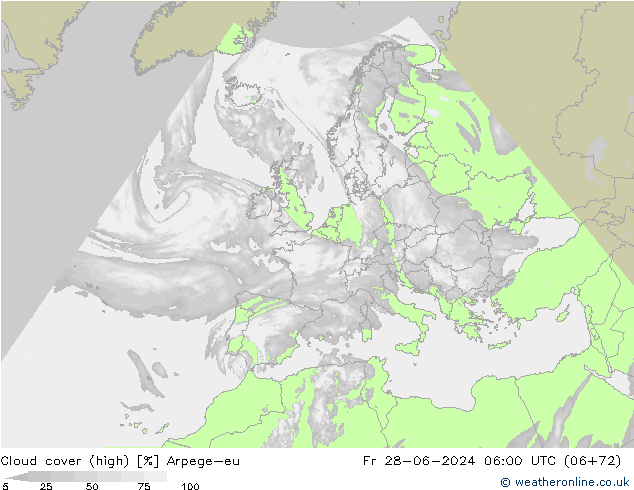 vysoký oblak Arpege-eu Pá 28.06.2024 06 UTC