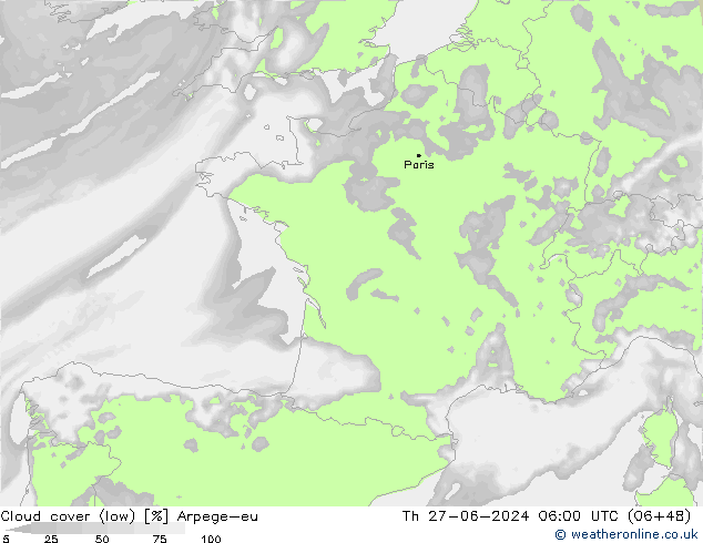 Bulutlar (düşük) Arpege-eu Per 27.06.2024 06 UTC