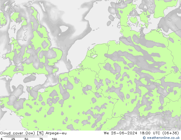 Bewolking (Laag) Arpege-eu wo 26.06.2024 18 UTC