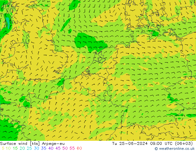 风 10 米 Arpege-eu 星期二 25.06.2024 09 UTC