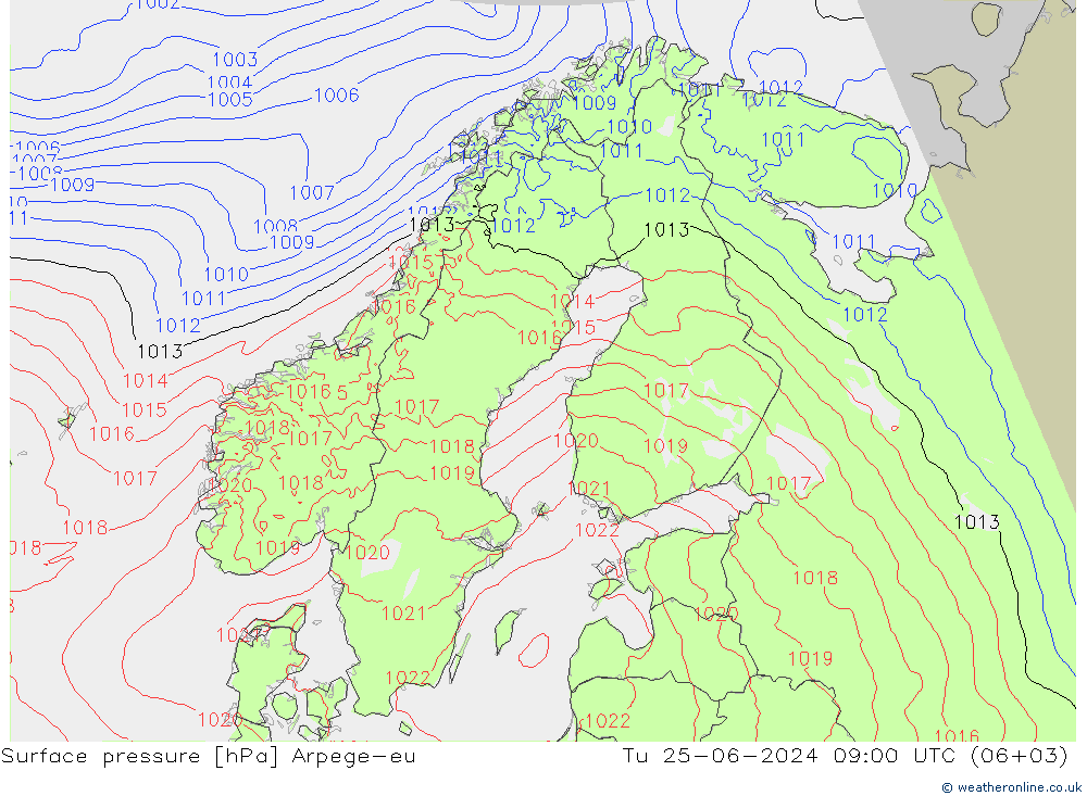 Bodendruck Arpege-eu Di 25.06.2024 09 UTC