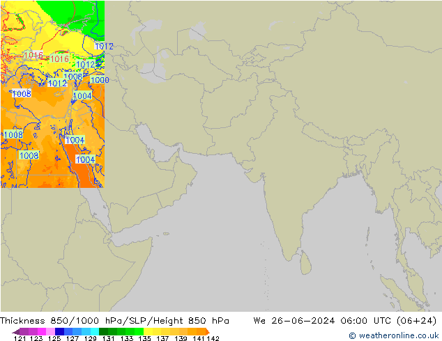 Thck 850-1000 hPa Arpege-eu mer 26.06.2024 06 UTC