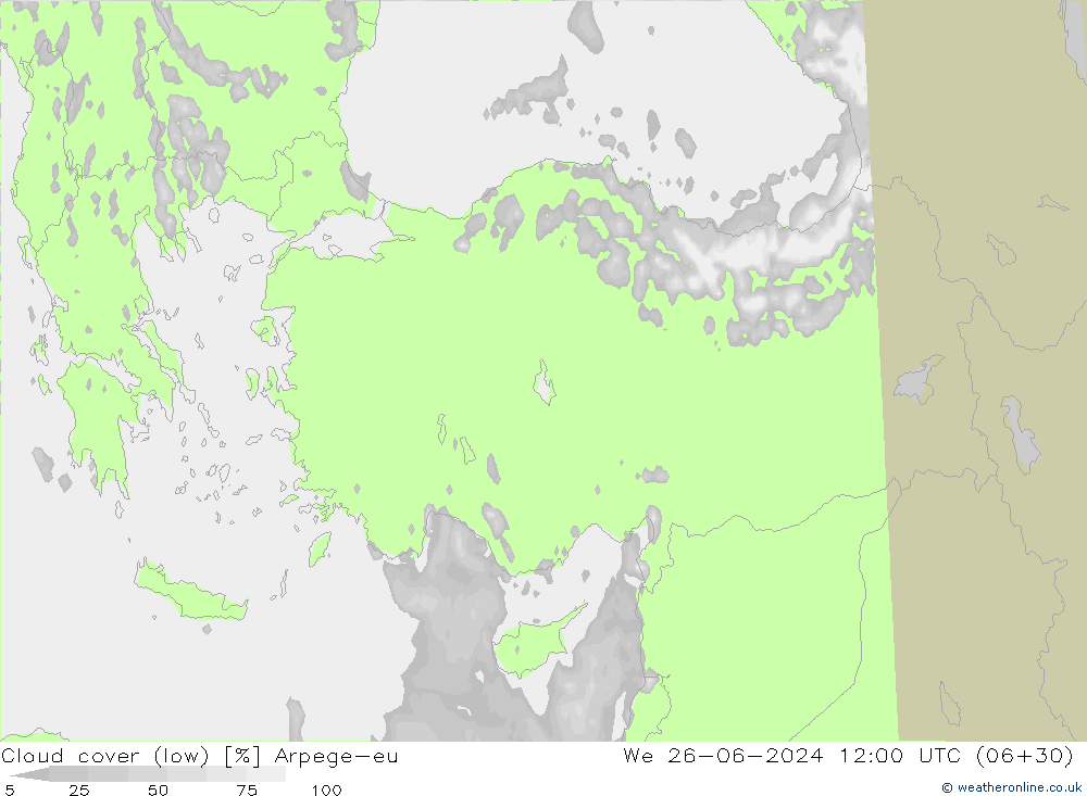 nuvens (baixo) Arpege-eu Qua 26.06.2024 12 UTC