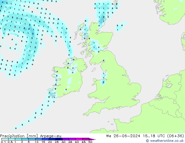 осадки Arpege-eu ср 26.06.2024 18 UTC