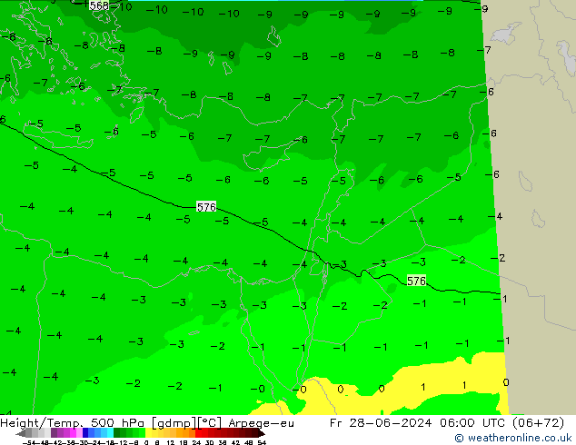 Height/Temp. 500 hPa Arpege-eu ven 28.06.2024 06 UTC