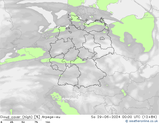 Bewolking (Hoog) Arpege-eu za 29.06.2024 00 UTC