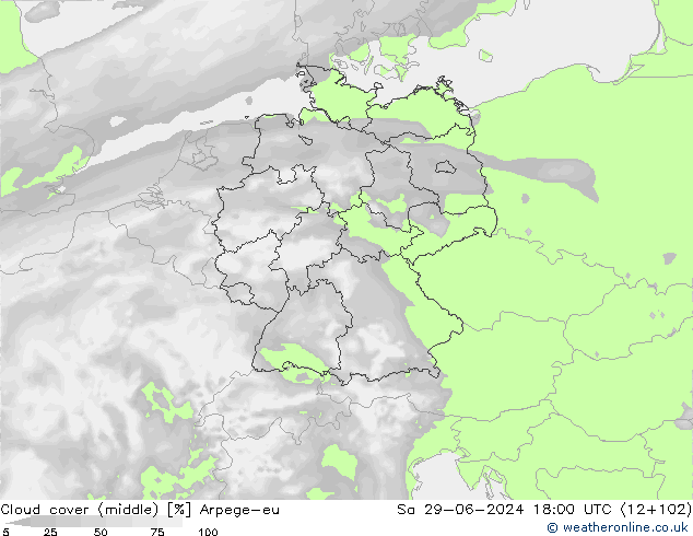 Nubes medias Arpege-eu sáb 29.06.2024 18 UTC