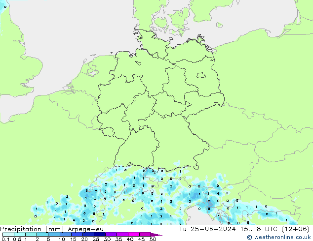 Srážky Arpege-eu Út 25.06.2024 18 UTC